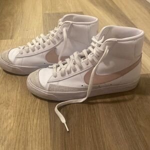 Nike blazers with pink swoosh Womans 8.5